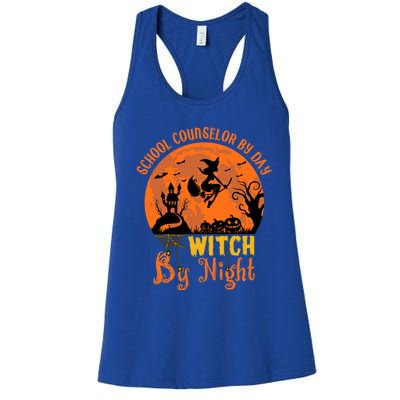 School Counselor By Day Witch By Night Halloween Costume Cute Gift Women's Racerback Tank