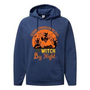 School Counselor By Day Witch By Night Halloween Costume Cute Gift Performance Fleece Hoodie