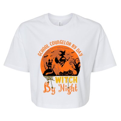 School Counselor By Day Witch By Night Halloween Costume Cute Gift Bella+Canvas Jersey Crop Tee