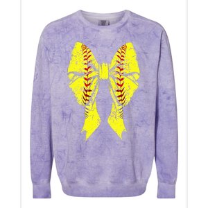 Softball Coquette Bow Soft Girl Era Baseball Sister Mom Mama Colorblast Crewneck Sweatshirt