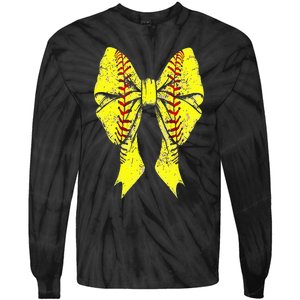 Softball Coquette Bow Soft Girl Era Baseball Sister Mom Mama Tie-Dye Long Sleeve Shirt