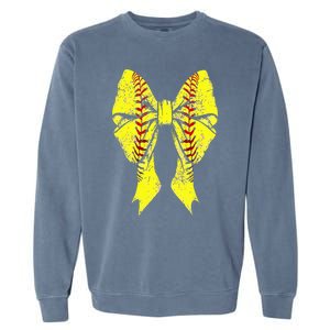 Softball Coquette Bow Soft Girl Era Baseball Sister Mom Mama Garment-Dyed Sweatshirt