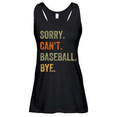 Sorry. Can't. Baseball. Bye. Retro Vintage quotes Ladies Essential Flowy Tank