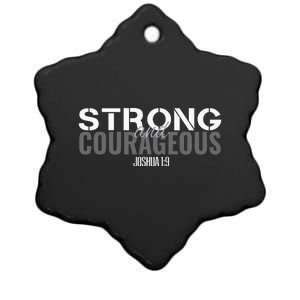 Strong & Courageous Bible Verse Tee For Women Men Christian Ceramic Star Ornament