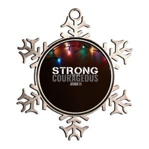 Strong & Courageous Bible Verse Tee For Women Men Christian Metallic Star Ornament