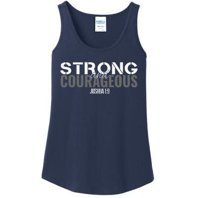 Strong & Courageous Bible Verse Tee For Women Men Christian Ladies Essential Tank