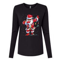 Santa Claus Black Christmas Afro African American Xmas Womens Cotton Relaxed Long Sleeve T-Shirt