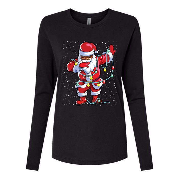 Santa Claus Black Christmas Afro African American Xmas Womens Cotton Relaxed Long Sleeve T-Shirt