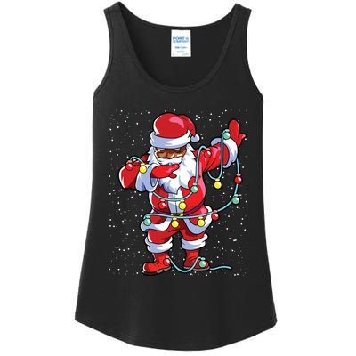 Santa Claus Black Christmas Afro African American Xmas Ladies Essential Tank