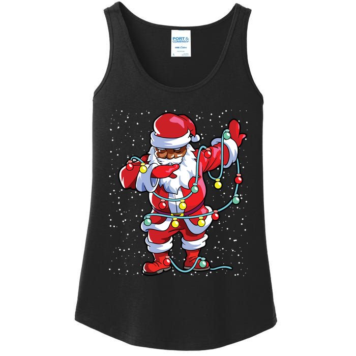 Santa Claus Black Christmas Afro African American Xmas Ladies Essential Tank