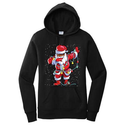 Santa Claus Black Christmas Afro African American Xmas Women's Pullover Hoodie