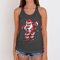 Santa Claus Black Christmas Afro African American Xmas Women's Knotted Racerback Tank