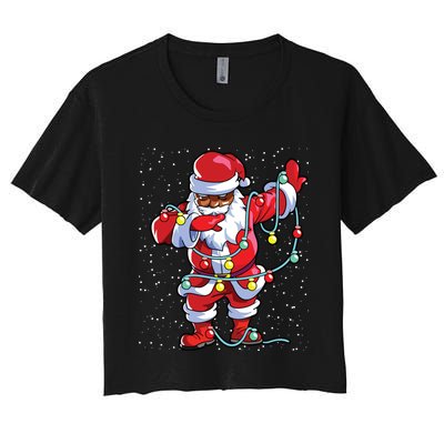 Santa Claus Black Christmas Afro African American Xmas Women's Crop Top Tee