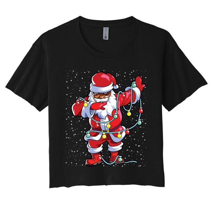 Santa Claus Black Christmas Afro African American Xmas Women's Crop Top Tee