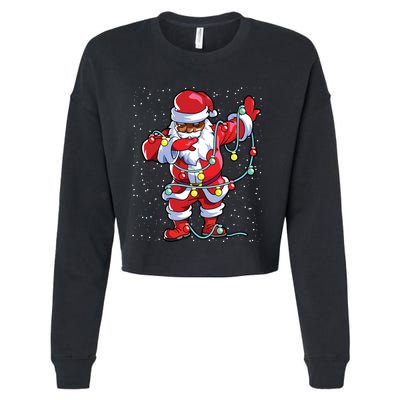 Santa Claus Black Christmas Afro African American Xmas Cropped Pullover Crew