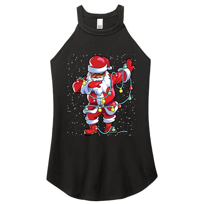 Santa Claus Black Christmas Afro African American Xmas Women's Perfect Tri Rocker Tank