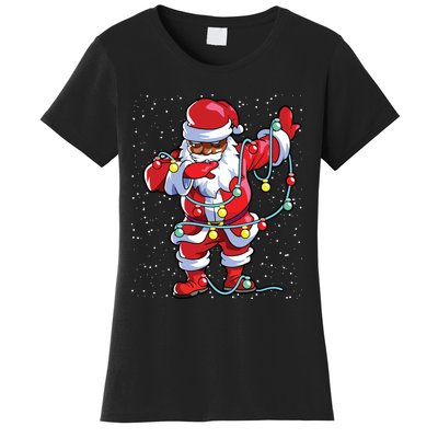 Santa Claus Black Christmas Afro African American Xmas Women's T-Shirt