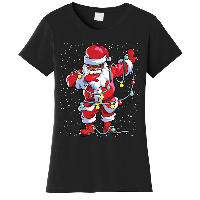 Santa Claus Black Christmas Afro African American Xmas Women's T-Shirt