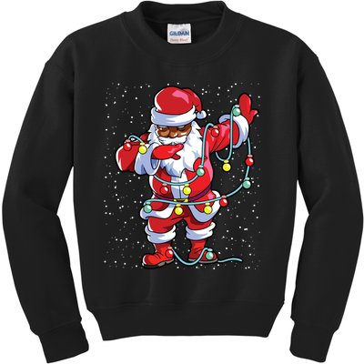 Santa Claus Black Christmas Afro African American Xmas Kids Sweatshirt