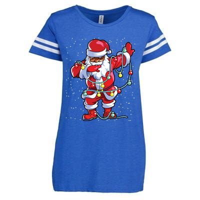 Santa Claus Black Christmas Afro African American Xmas Enza Ladies Jersey Football T-Shirt