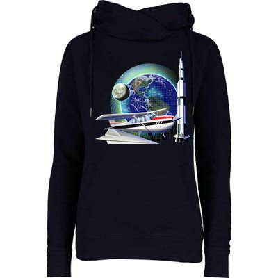 Science Club Blast Off Womens Funnel Neck Pullover Hood