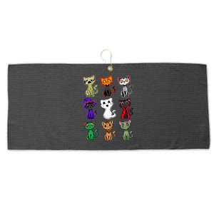 Spooky Cute Black Cat Lover Halloween Funny Costume Cat Mom Large Microfiber Waffle Golf Towel