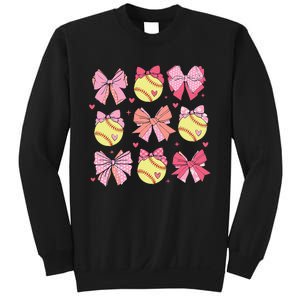 Softball Coquette Bow Softball Mom Mothers Day Sweatshirt