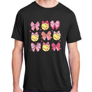 Softball Coquette Bow Softball Mom Mothers Day Adult ChromaSoft Performance T-Shirt