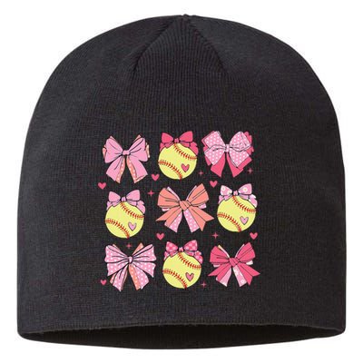 Softball Coquette Bow Softball Mom Mothers Day Sustainable Beanie