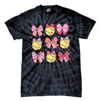 Softball Coquette Bow Softball Mom Mothers Day Tie-Dye T-Shirt