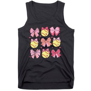 Softball Coquette Bow Softball Mom Mothers Day Tank Top