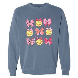 Softball Coquette Bow Softball Mom Mothers Day Garment-Dyed Sweatshirt