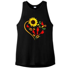 Sunflowers Cardinal Birds Cute Heart Shape Funny Bird Lover Ladies PosiCharge Tri-Blend Wicking Tank