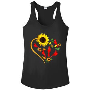 Sunflowers Cardinal Birds Cute Heart Shape Funny Bird Lover Ladies PosiCharge Competitor Racerback Tank