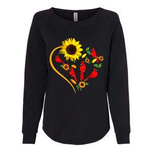 Sunflowers Cardinal Birds Cute Heart Shape Funny Bird Lover Womens California Wash Sweatshirt