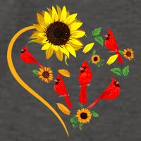 Sunflowers Cardinal Birds Cute Heart Shape Funny Bird Lover Vector Backpack