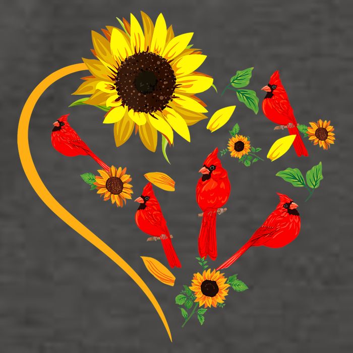 Sunflowers Cardinal Birds Cute Heart Shape Funny Bird Lover Vector Backpack