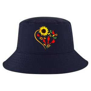 Sunflowers Cardinal Birds Cute Heart Shape Funny Bird Lover Cool Comfort Performance Bucket Hat