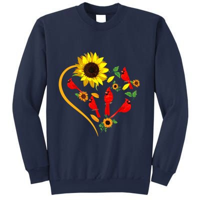 Sunflowers Cardinal Birds Cute Heart Shape Funny Bird Lover Sweatshirt