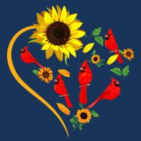 Sunflowers Cardinal Birds Cute Heart Shape Funny Bird Lover Sustainable Bucket Hat