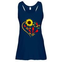 Sunflowers Cardinal Birds Cute Heart Shape Funny Bird Lover Ladies Essential Flowy Tank