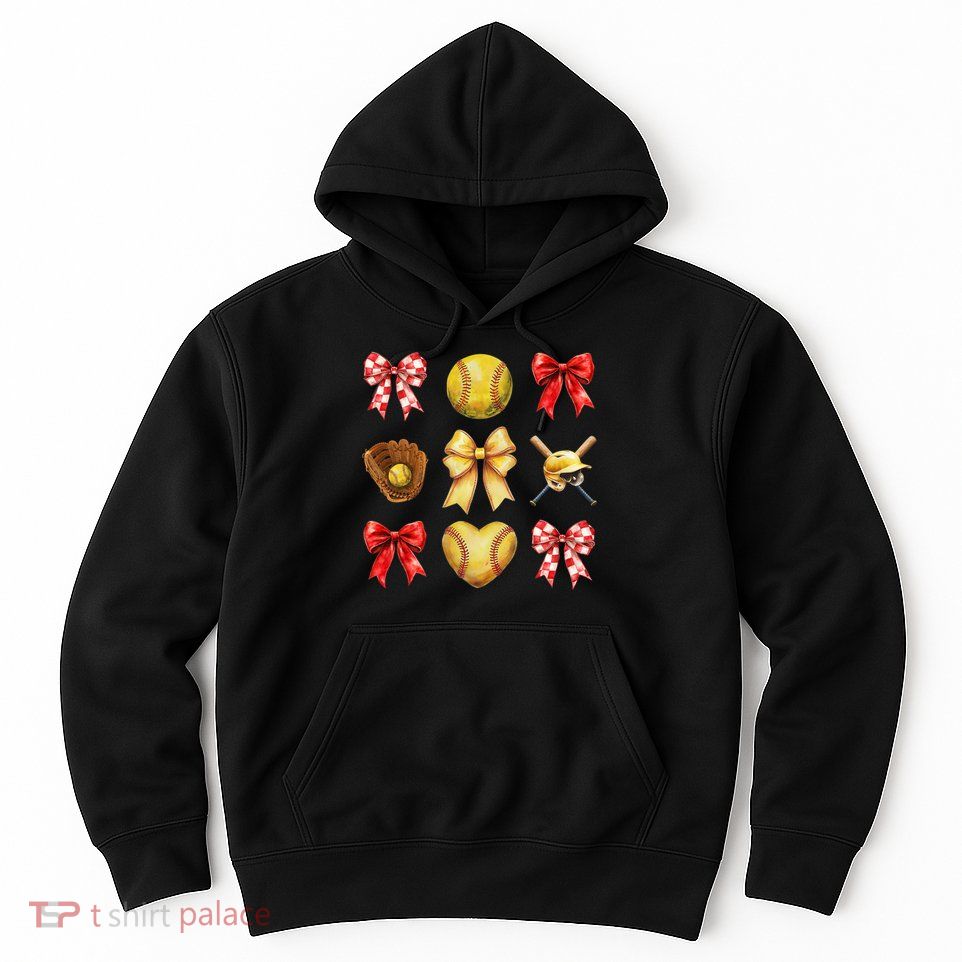 Softball Coquette Bow Softball Mama Softball Mom Mothers Day Hoodie