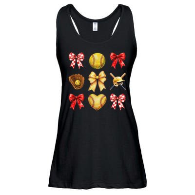 Softball Coquette Bow Softball Mama Softball Mom Mothers Day Ladies Essential Flowy Tank