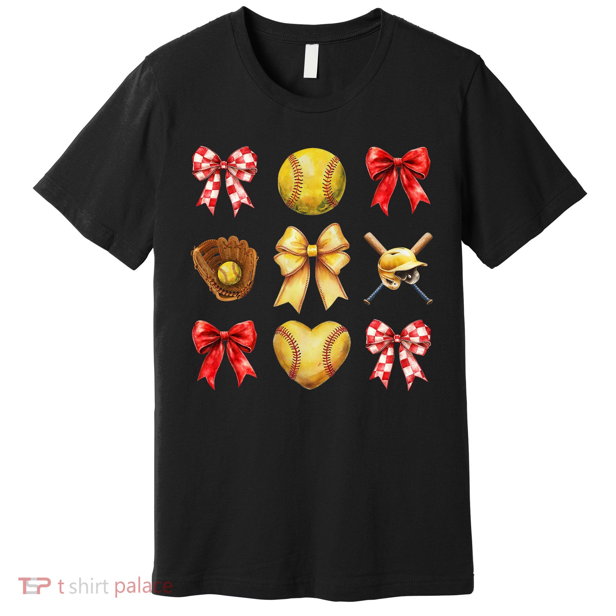 Softball Coquette Bow Softball Mama Softball Mom Mothers Day Premium T-Shirt