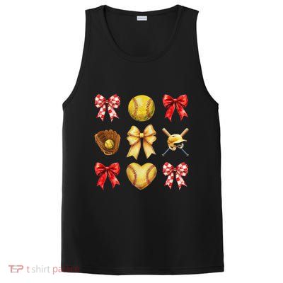 Softball Coquette Bow Softball Mama Softball Mom Mothers Day PosiCharge Competitor Tank