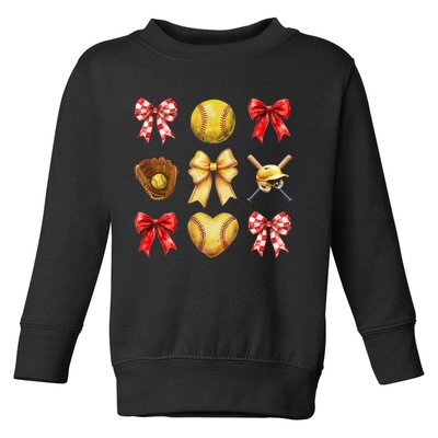 Softball Coquette Bow Softball Mama Softball Mom Mothers Day Toddler Sweatshirt