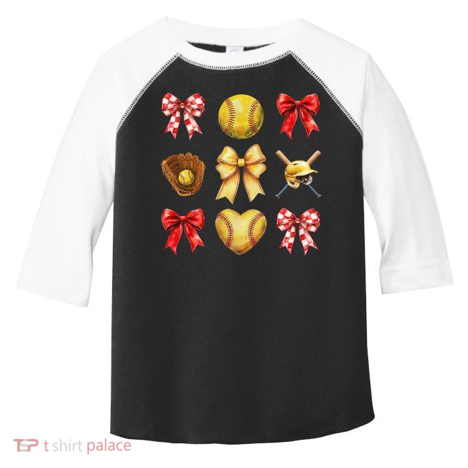Softball Coquette Bow Softball Mama Softball Mom Mothers Day Toddler Fine Jersey T-Shirt