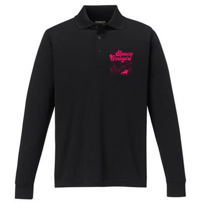 Space Cowgirl Bachelorette Party Rodeo Girl Wo Performance Long Sleeve Polo