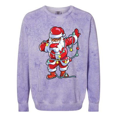 Santa Claus Black Christmas Afro African American Xmas Colorblast Crewneck Sweatshirt