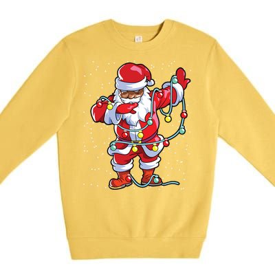 Santa Claus Black Christmas Afro African American Xmas Premium Crewneck Sweatshirt